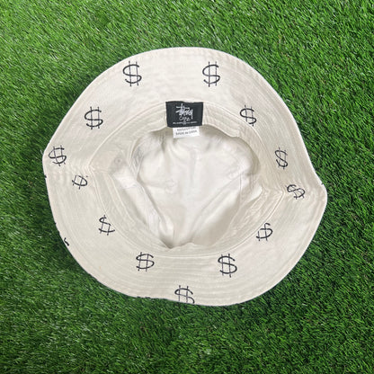 Stussy White Money Sign Bucket Hat One Size NEW x15729