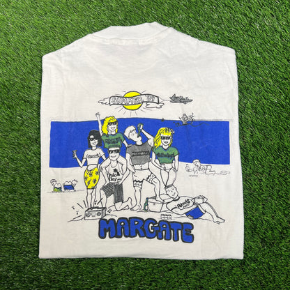 1989 Margate NJ Beach White Tee Size Large USED v18051