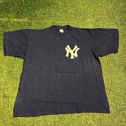 1990s New York Yankees Bernie Williams Navy Tee Size XL USED v16317