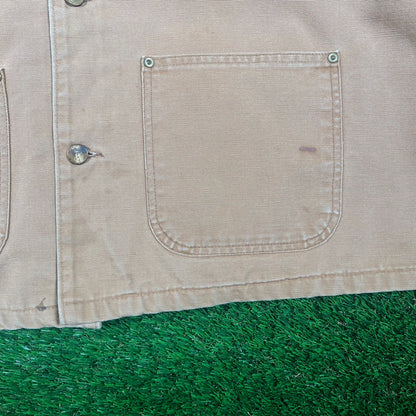 1990s Carhartt Khaki Chore Coat Size XL USED v17662
