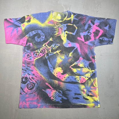 1990s AOP Lizard Tie Dye Tee Size Large USED v19194