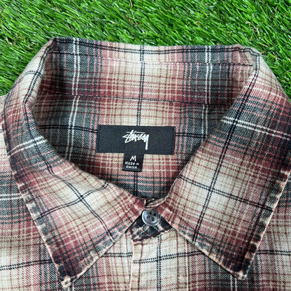 Stussy June Plaid Shirt Size Medium USED x14785