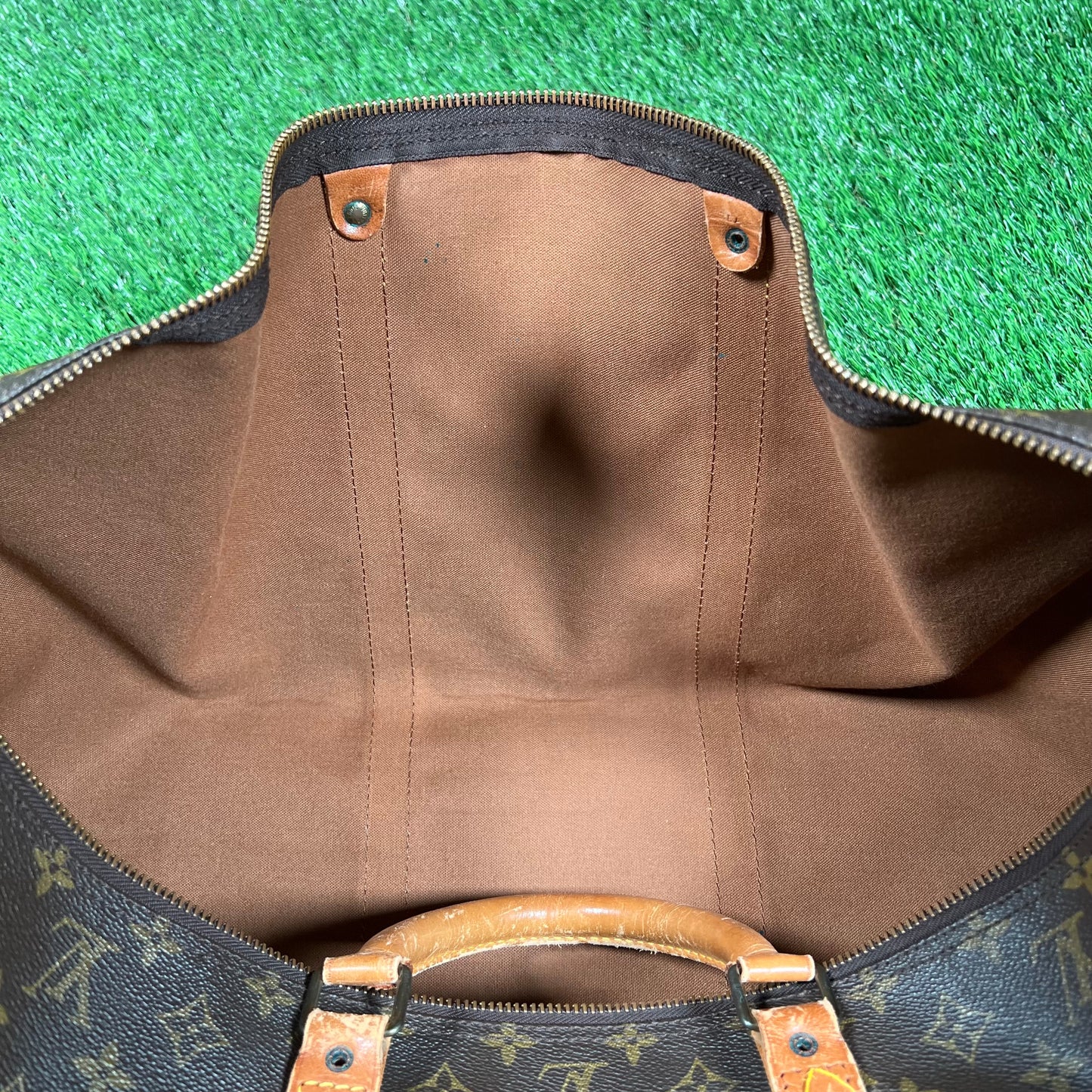 1990s Louis Vuitton Keepall Monogram Brown Duffle Bag USED x15436