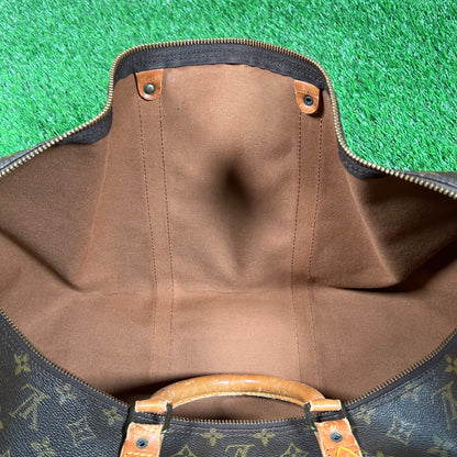 1990s Louis Vuitton Keepall Monogram Brown Duffle Bag USED x15436
