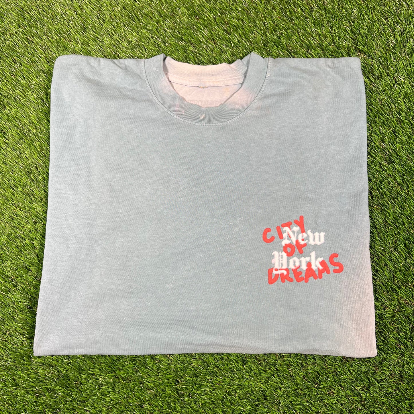 Travis Scott Astro World NY Liberty Teal Tee Size XL USED x14532