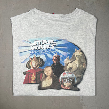 Y2K Star Wars Episode The Phantom Menace Grey Tee Size XL USED v16674