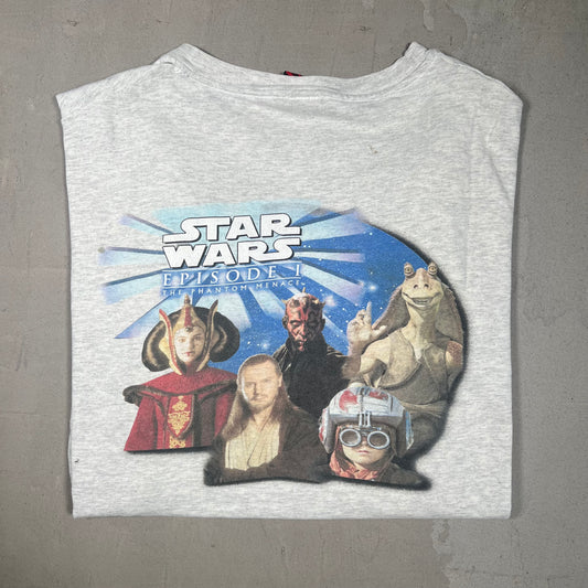 Y2K Star Wars Episode The Phantom Menace Grey Tee Size XL USED v16674