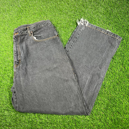 Y2K GodBody Washed Black Denim Jeans Size 40 USED v17024