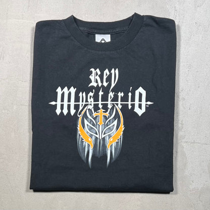 2004 WWE Rey Mysterio Luchador Mask Black Tee Size XS USED v19144