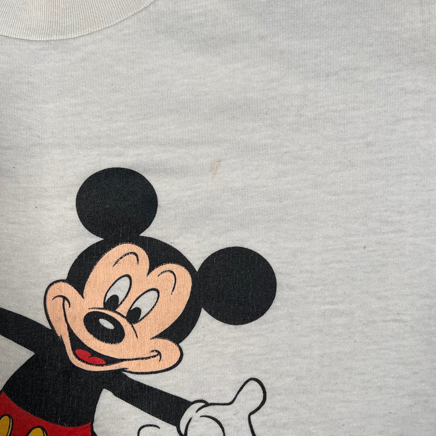 1980s Micky Mouse Walt Disney World White Tee Size Large USED v17696