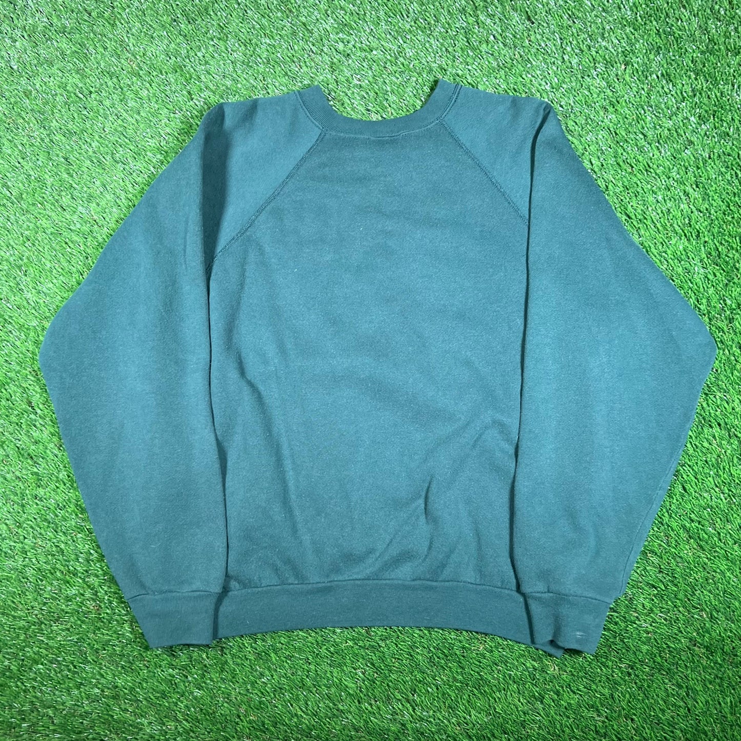 1990s Tultex Green Blank Crewneck Size Large USED v17641