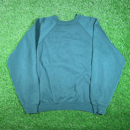 1990s Tultex Green Blank Crewneck Size Large USED v17641