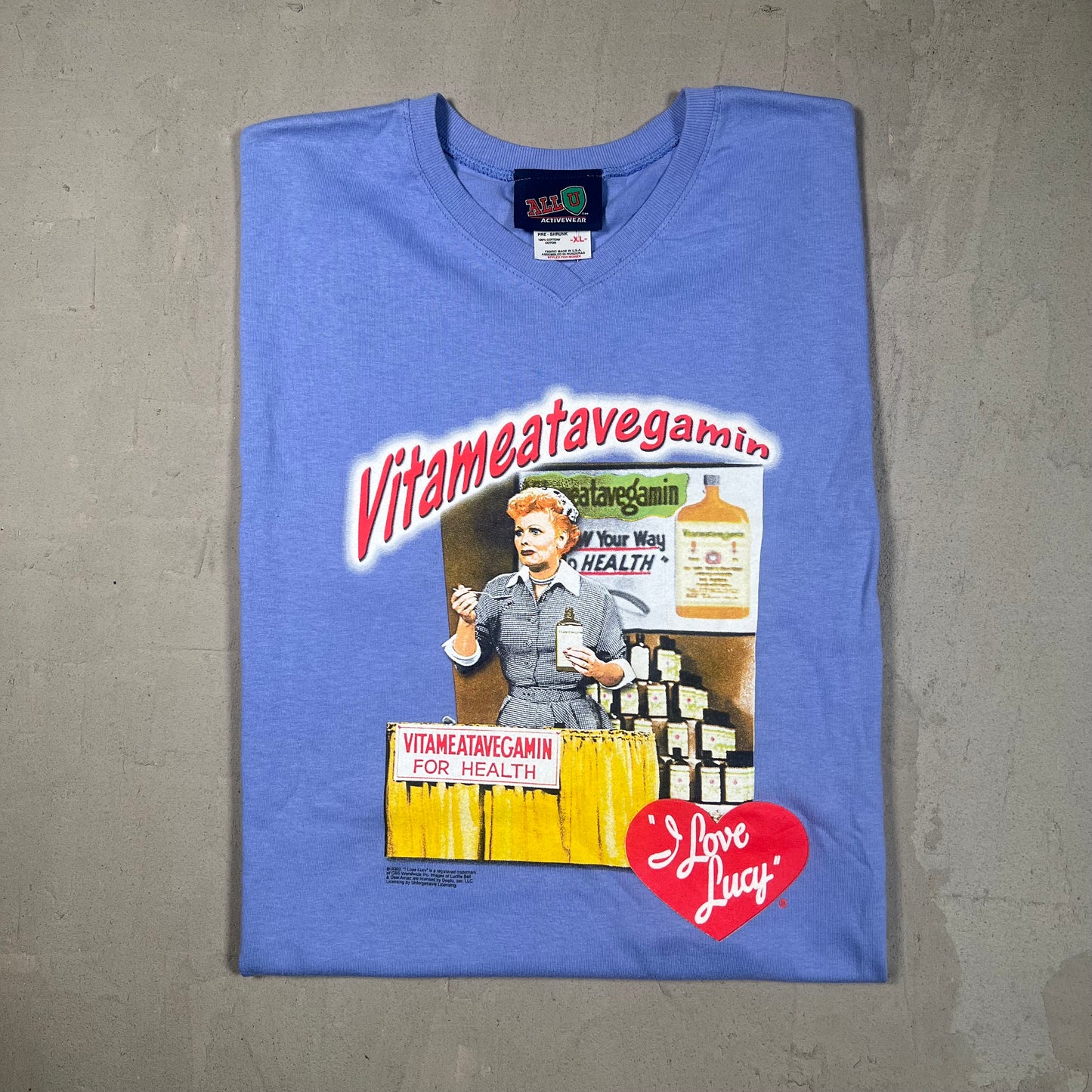 2003 I Love Lucy Vitameatavegamin Blue Tee Size XL NEW v16257