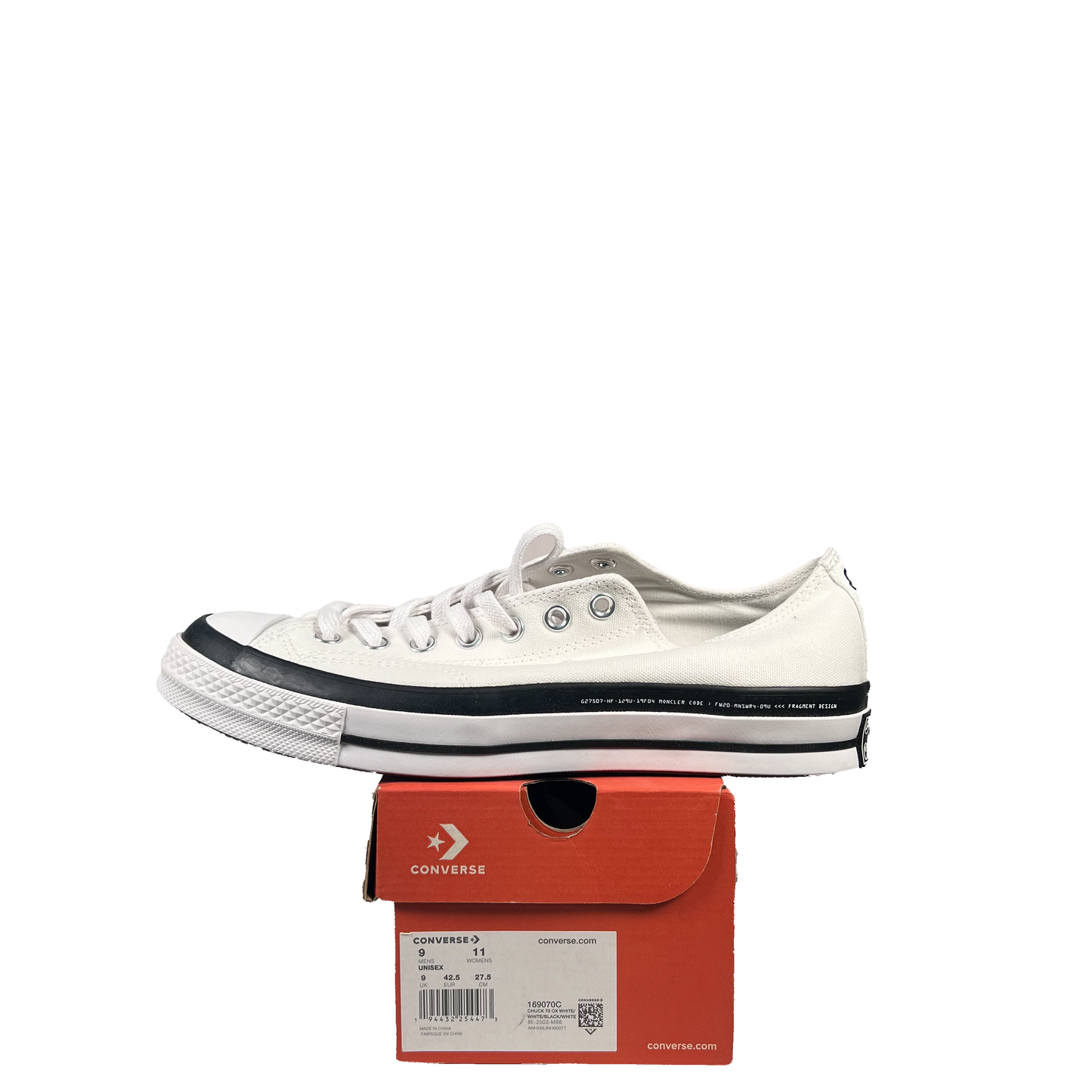 Converse Chuck Taylor All Star 70 Ox Moncler Fragment White (2020) Size 9 NEW s21022