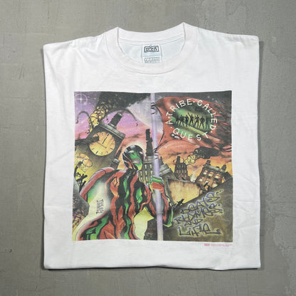 1996 Tribe Called Quest Beats Rhymes and Life Promo Cover Pinkish White Tee Size Large USED v18420