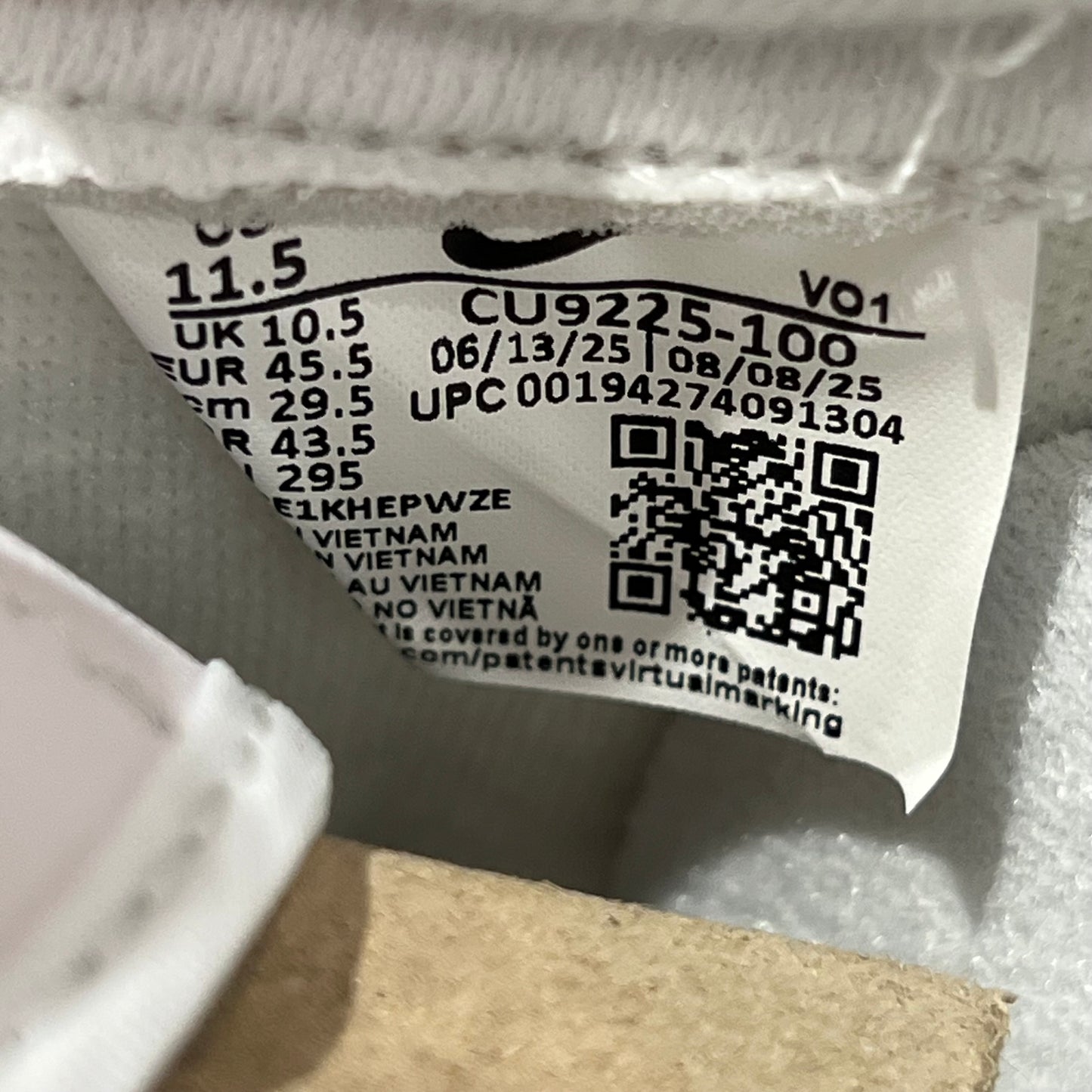 Nike Air Force One Low Supreme White (2025) Size 11.5 NEW s22500