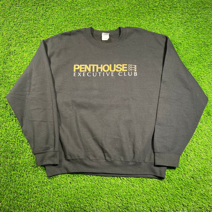 Y2K Penthouse Club Black Crewneck Size XL USED v18453