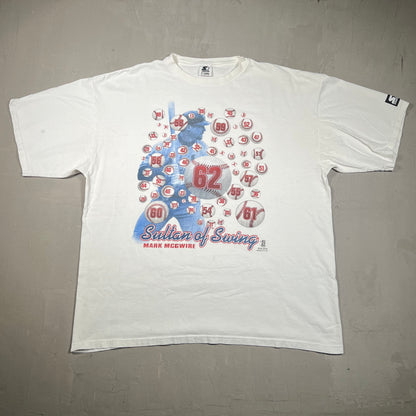 1998 Mark McGwire "Sultan of Swing" HR White Tee Size XL USED v19107