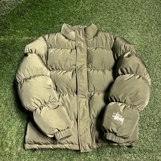 Stussy Military Green Puffy Jacket Size XS USED x14213