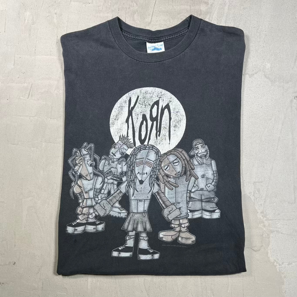 2001 Korn Sick and Twisted Glow in Dark Tour Black Tee Size XL USED v20408
