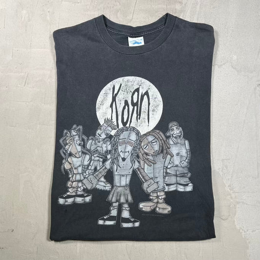 2001 Korn Sick and Twisted Glow in Dark Tour Black Tee Size XL USED v20408