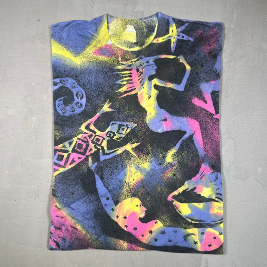 1990s AOP Lizard Tie Dye Tee Size Large USED v19194