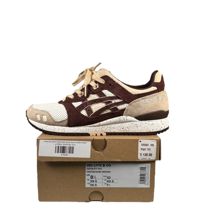 Asics Gel Lyte 3 Cream Dark Brown Size 8.5 NEW s15264