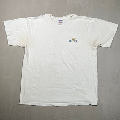 Y2K Corona Cinco De Mayo White Tee Size Large USED v19204