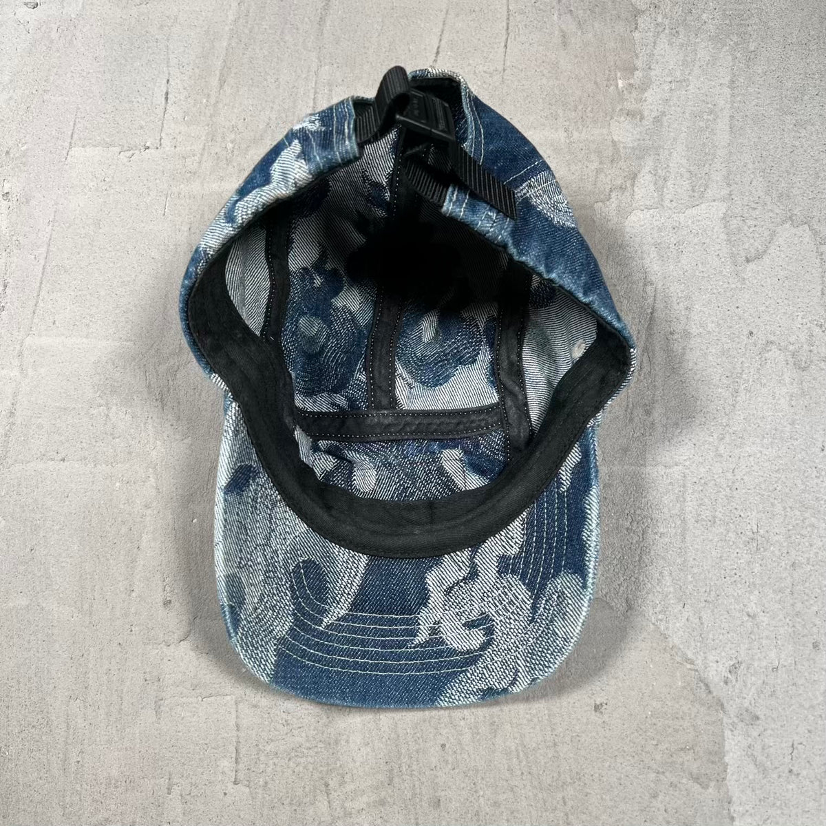 Supreme Flames Jacquard Washed Indigo Denim Hat (2023) USED x18704