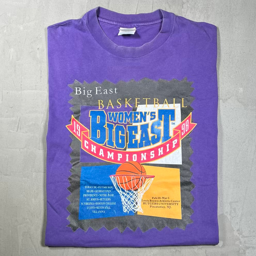 1998 Big East Womens Purple Basketball Tee Size XL USED v20820
