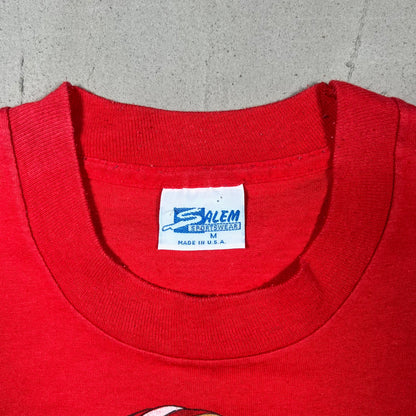 1987 Joe Montana San Franciso Cartoon Head Red Tee Size Medium USED v14617