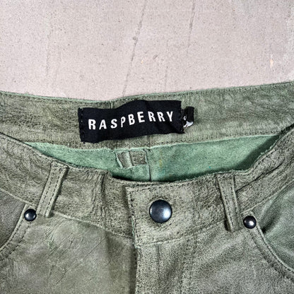 GV Gallery Green Leather Baggie Shorts Size Small USED x17505