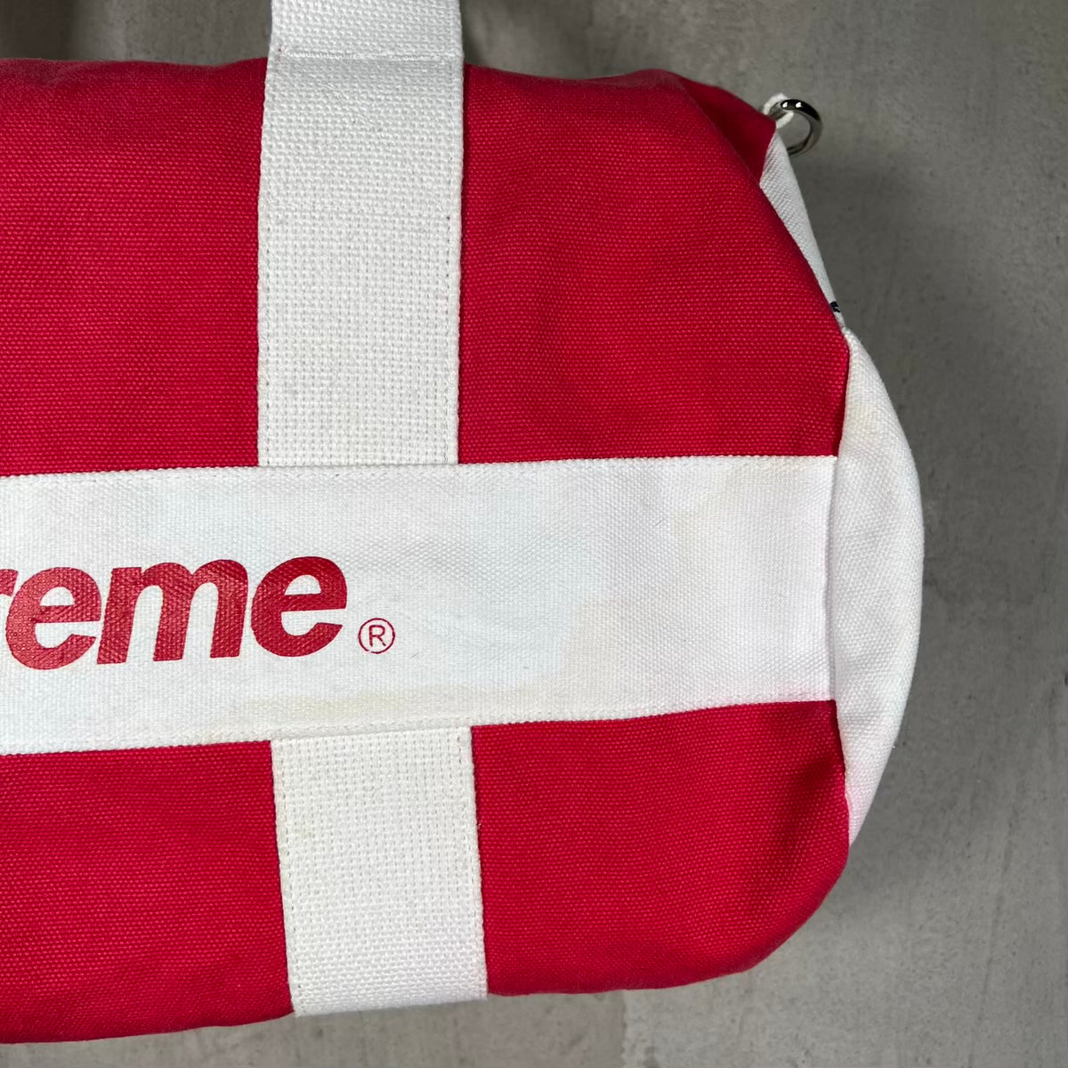 2009 Supreme Budweiser Red/White Duffle Bag USED x18294