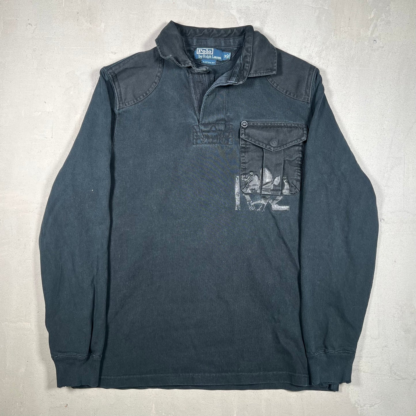 Polo Ralph Lauren Bleecker Black Polo Longsleeve Size Medium USED v19296