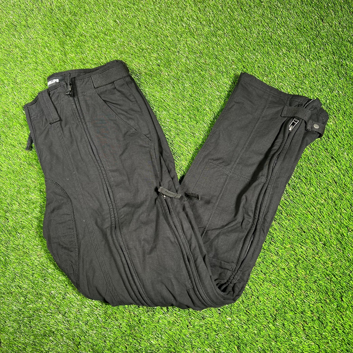 Kody Phillips Multi Zipper Cargo Black Pants Size 32 USED x14938