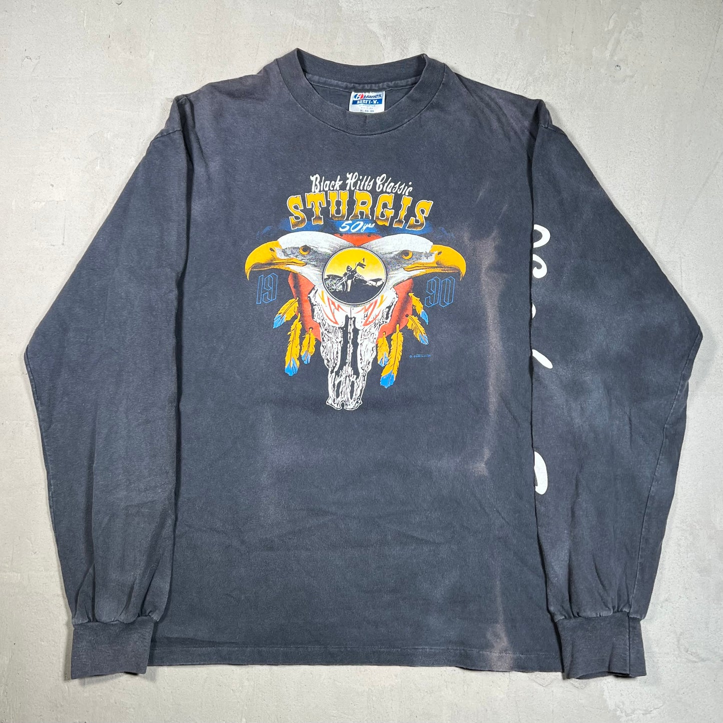 1990 Sturgis Black Hills Rally 50th Anniversary Longsleeve Size XL USED v19476