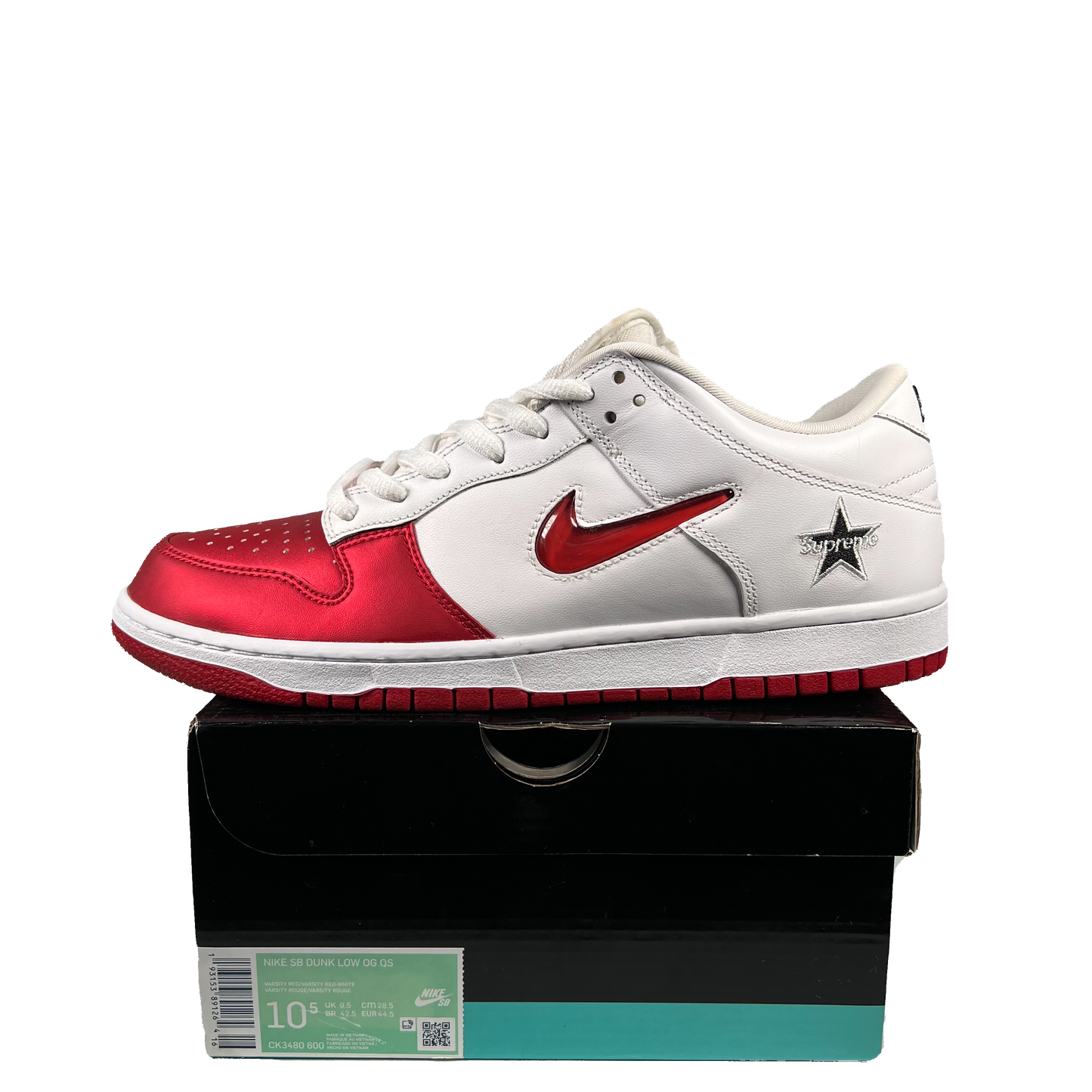 Nike SB Dunk Low Supreme Varsity Red (2019) Size 10.5 NEW s19006