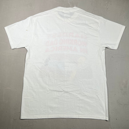 1998 Simpsons Hardest Working Dad White Tee Size Large USED v19313