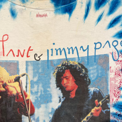 1995 No Quarter Robert Plant Jimmy Page World Tour Tie Dye Tee Size XXL USED v18421