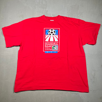 1996 Nike MLS Inaugural Game Red Tee Size XL USED v17967