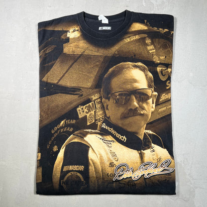 Dale Earnhardt Goodwrench AOP Black Tee Size Large USED v19328