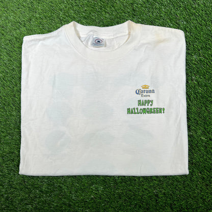 2000s Corona Extra Happy Hallowgreen White Tee Size XL USED v17199
