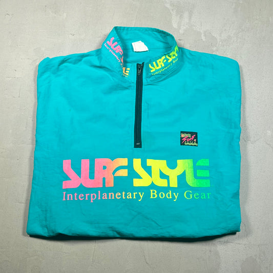 1990s Surf Style Teal Light Windbreaker Jacket Size XL USED v19166