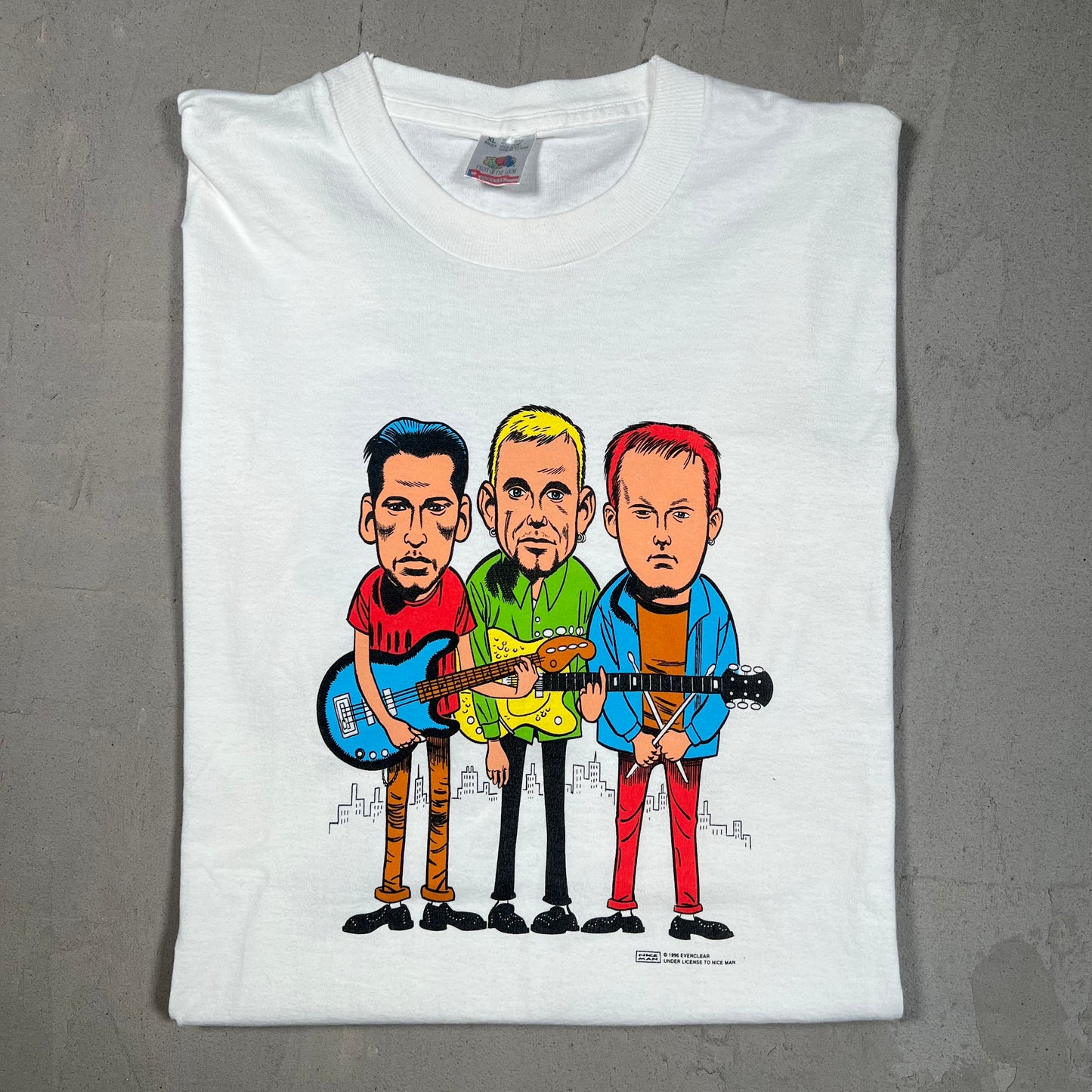 1996 Everclear 3 Band Members White Tee Size XL USED v14662