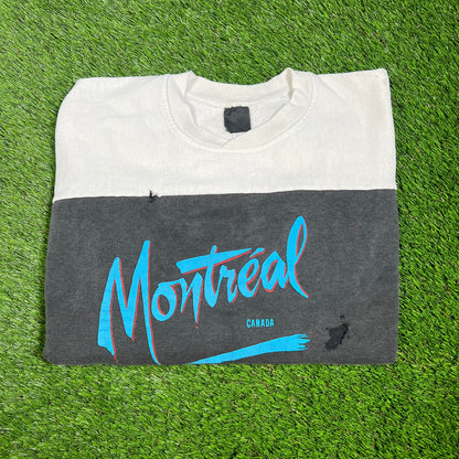 1990s Montreal Canada White/Black Crewneck Size Large USED v16536