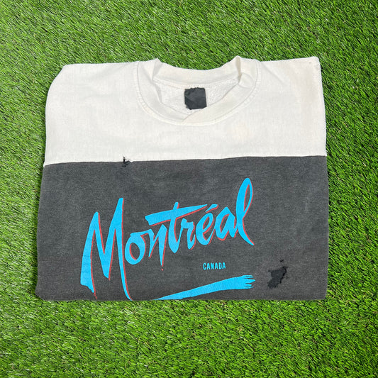 1990s Montreal Canada White/Black Crewneck Size Large USED v16536