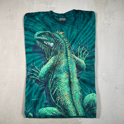 1990s Habitat Iguana Green Tie Dye Tee Size XL USED v19337