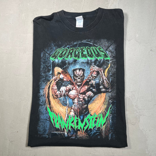 Y2K Gorgeous Frankenstein Black Metal Tee Size XXL USED v18160