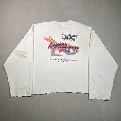1980s Harley Davidson White Crewneck Thrashed Size XL USED v19380