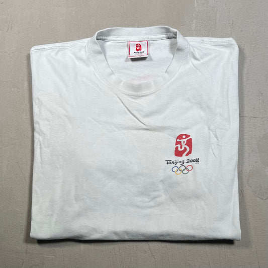 2008 Beijing Olympics White Logo Tee Size Medium USED v19227